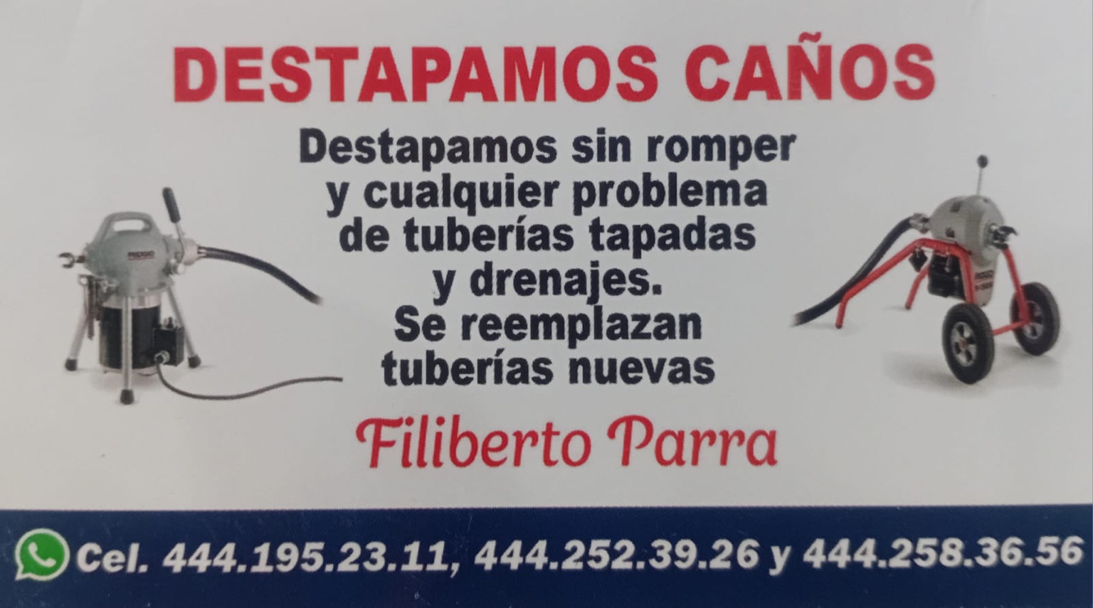 Destapamos caños Filiberto Parra